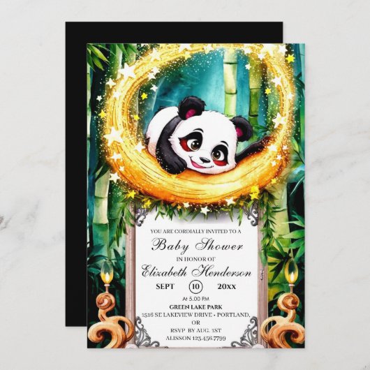 Invitation Petit Baby shower Panda Simple (Devant / Derrière)