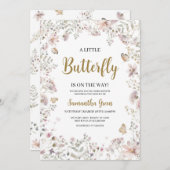 Invitation Petit Baby shower papillon (Devant / Derrière)