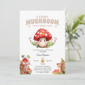 Invitation petit baby shower papillon de champignons (Debout devant)