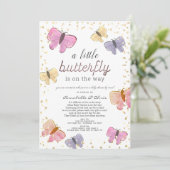 Invitation Petit Baby shower papillon par courrier (Debout devant)