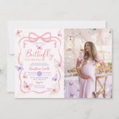Invitation Petit Baby shower papillon rose pourpre Photo (Devant)