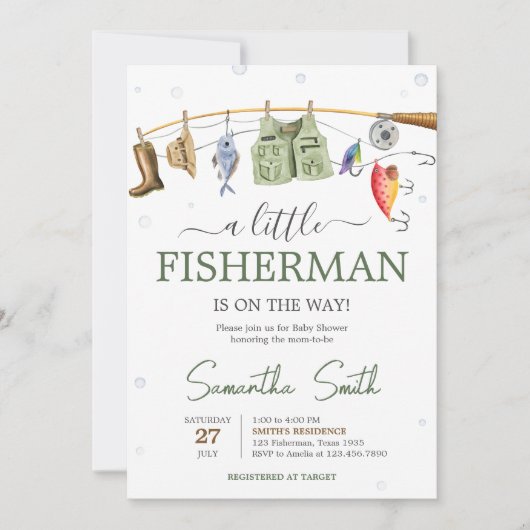 Invitation Petit Baby shower pêcheur (Devant)