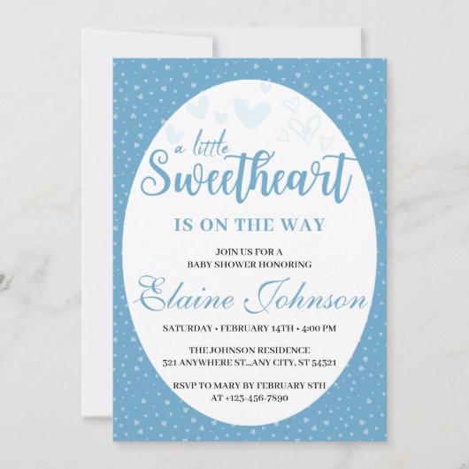 Invitation Petit Baby shower petit amour Blue Valentine Boy (Devant)