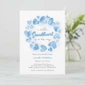 Invitation Petit Baby shower petit amour Blue Valentine Boy (Debout devant)