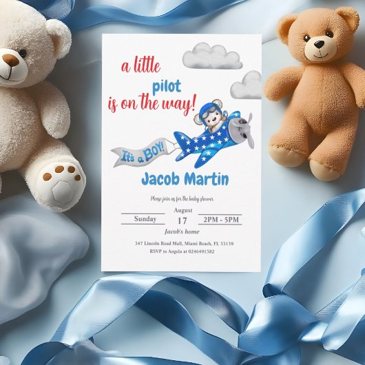 Invitation Petit Baby shower pilote
