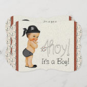 Invitation Petit Baby shower Pirate (Devant / Derrière)