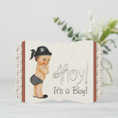 Invitation Petit Baby shower Pirate (Debout devant)
