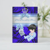 Invitation Petit Baby shower Prince Boy Royal Blue (Debout devant)