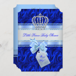 Invitation Petit Baby shower Prince Boy Royal Blue