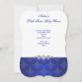 Invitation Petit Baby shower Prince Boy Royal Blue Crown 2 (Dos)