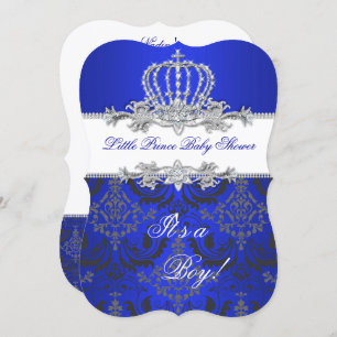 Invitation Petit Baby shower Prince Boy Royal Blue Crown 2
