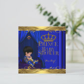 Invitation Petit Baby shower Prince Boy Royal Blue Crown 5z (Debout devant)
