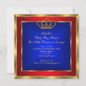 Invitation Petit Baby shower Prince Boy Royal Red Blue 2 (Dos)