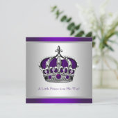 Invitation Petit Baby shower Prince de la Couronne d'argent e (Debout devant)