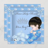 Invitation Petit Baby shower Prince Garçon Bleu Bunny (Devant / Derrière)