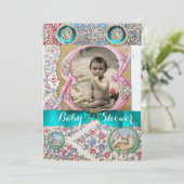 INVITATION PETIT BABY SHOWER PRINCE GEMSTONES FLORAUX (Debout devant)