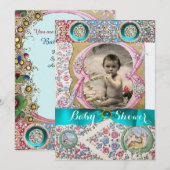INVITATION PETIT BABY SHOWER PRINCE GEMSTONES FLORAUX (Devant / Derrière)