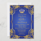Invitation Petit Baby shower Prince Invitation, or, bleu (Devant)