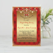 Invitation Petit Baby shower Prince Invitation, or, rouge (Debout devant)