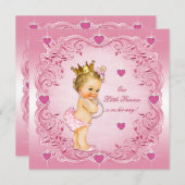 Invitation Petit baby shower romantique de princesse Love (Devant / Derrière)