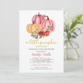Invitation Petit Baby shower rose Citrouille (Debout devant)