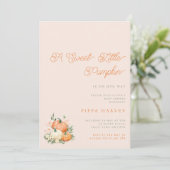 Invitation Petit Baby shower rose et orange doux Citrouille (Debout devant)