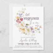 Invitation Petit Baby shower rustique violet Fleur sauvage (Devant)