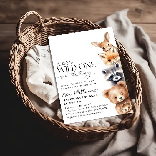 Invitation Petit Baby shower sauvage d'animaux de forêt