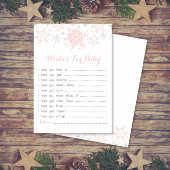 Invitation Petit Baby shower Snowflake Wings, Rose & Argent