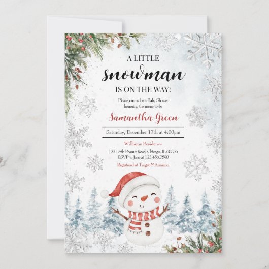 Invitation Petit Baby shower Snowman (Devant)