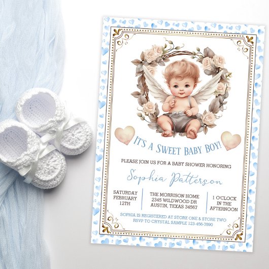 Invitation Petit Baby shower Sweet Valentine Cherub