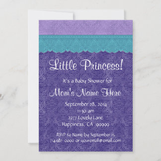 Invitation Petit Baby shower Turquoise de Princess Girl S209