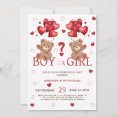 Invitation Petit ballons d'ours amoureux révèle le genre (Devant)