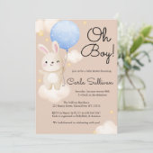 Invitation Petit Balloon Cute Brown Baby shower lapin (Debout devant)