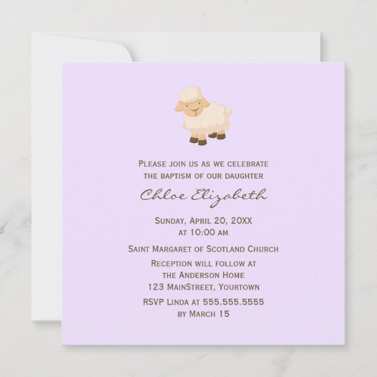 Invitation Petit Baptême d'agneau (Devant)