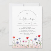 Invitation Petit Baptême de la Croix de Fleurs de l'été de pr (Devant)