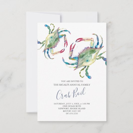 Invitation Petit barbecue de crabe Fête d'été en famille (Devant)