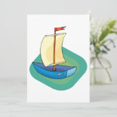 Invitation Petit bateau à voile bleu (Debout devant)