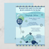 Invitation Petit bébé baleine et Baby shower de baiser de mam (Devant / Derrière)