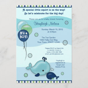 Invitation Petit bébé baleine et Baby shower de baiser de mam