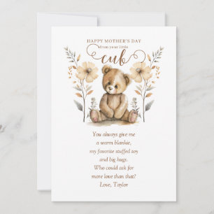 Invitation Petit bébé Bear Cub Fête des mères