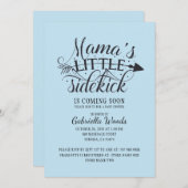 Invitation Petit Bébé Bleu Sidekick de maman Douche pour bébé (Devant / Derrière)