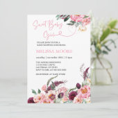 Invitation Petit bébé boho burgundy rose rose floral (Debout devant)