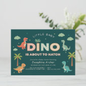 Invitation Petit bébé Dino sur le point d'éclore Fête prénata (Debout devant)
