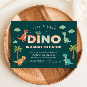 Invitation Petit bébé Dino sur le point d'éclore Fête prénata