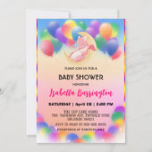 Invitation Petit bébé dragon dinosaure ballon fille baby show (Devant)