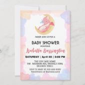 Invitation Petit bébé dragon dinosaure ballon fille baby show (Devant)