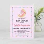 Invitation Petit bébé dragon dinosaure ballon fille baby show (Debout devant)