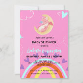 Invitation Petit bébé dragon dinosaure ballon fille baby show (Devant)