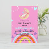 Invitation Petit bébé dragon dinosaure ballon fille baby show (Debout devant)